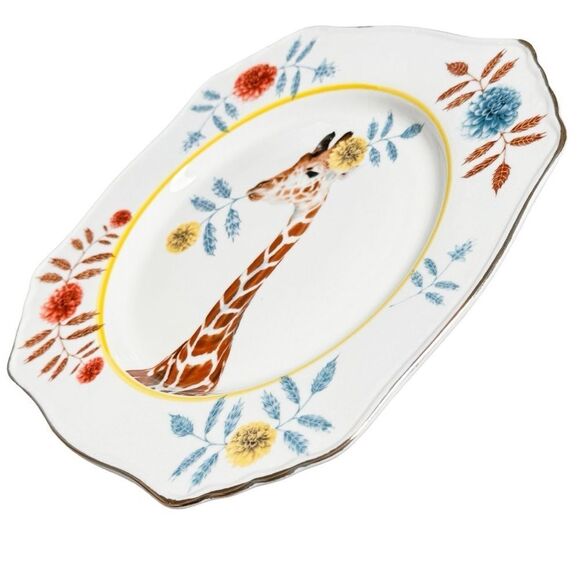 Lou Rota Nature Table for Anthropologie Colorful 9x9 Giraffe Plate. NWOT. - Picture 2 of 7